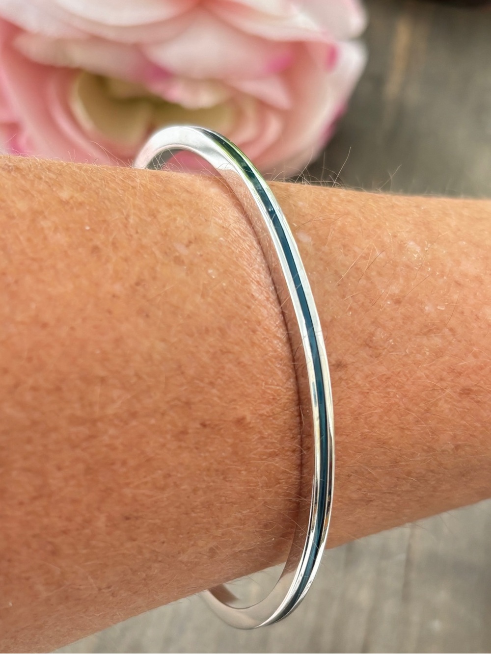 Vintage Avon Silver and Blue Bangle Bracelet